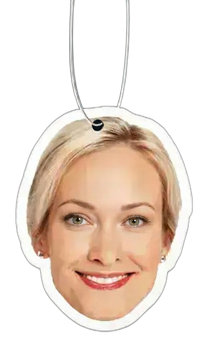 A portrait cut into an air freshener
